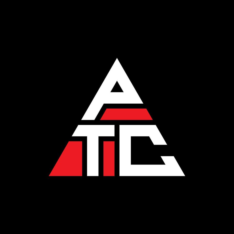 diseño de logotipo de letra de triángulo ptc con forma de triángulo. monograma de diseño de logotipo de triángulo ptc. plantilla de logotipo de vector de triángulo ptc con color rojo. logo triangular ptc logo simple, elegante y lujoso.