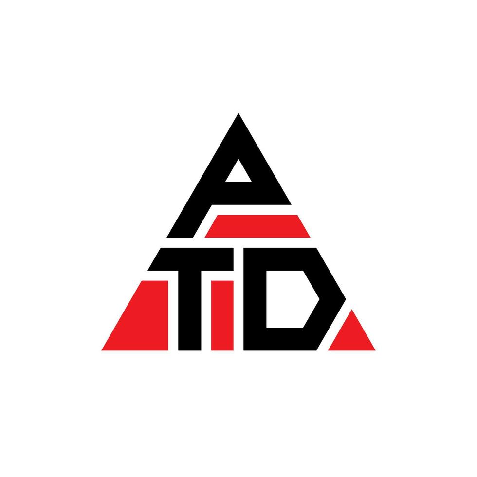 diseño de logotipo de letra de triángulo ptd con forma de triángulo. monograma de diseño de logotipo de triángulo ptd. plantilla de logotipo de vector de triángulo ptd con color rojo. logotipo triangular ptd logotipo simple, elegante y lujoso.