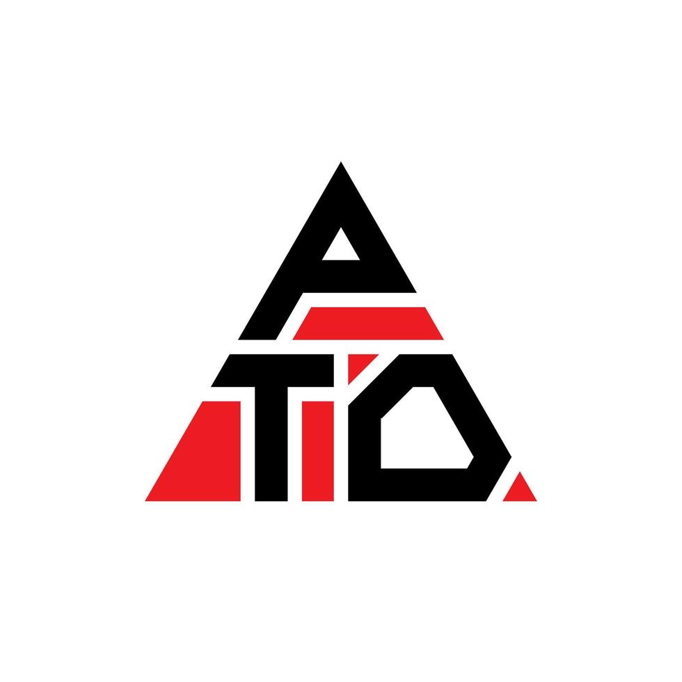 diseño de logotipo de letra de triángulo pto con forma de triángulo. monograma de diseño del logotipo del triángulo pto. plantilla de logotipo de vector de triángulo pto con color rojo. logo triangular pto logo simple, elegante y lujoso.