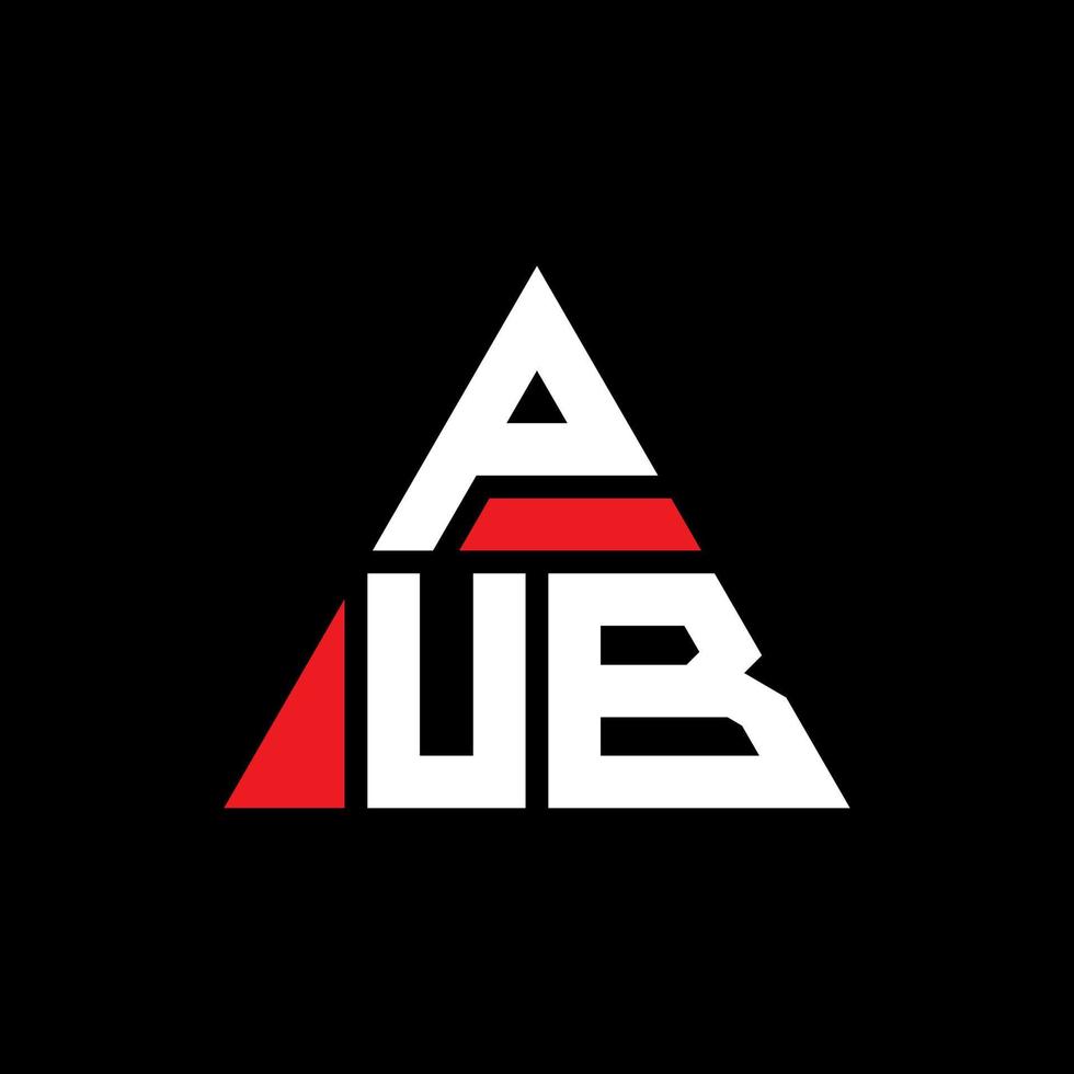 PUB triangle letter logo design with triangle shape. PUB triangle logo design monogram. PUB triangle vector logo template with red color. PUB triangular logo Simple, Elegant, and Luxurious Logo.