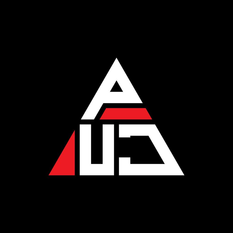 diseño de logotipo de letra de triángulo puj con forma de triángulo. monograma de diseño del logotipo del triángulo puj. plantilla de logotipo de vector de triángulo puj con color rojo. logo triangular puj logo simple, elegante y lujoso.