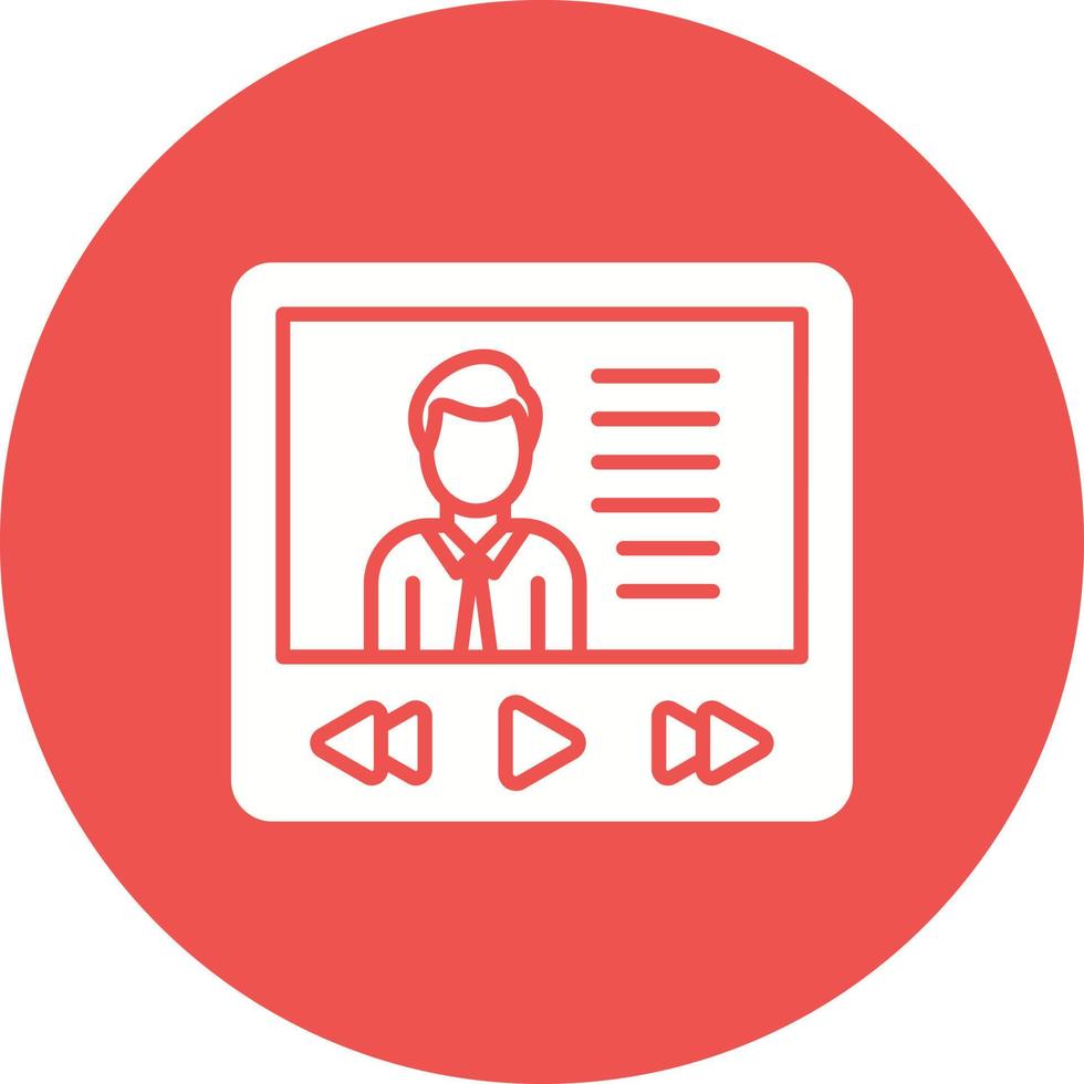 Video Lecture Glyph Circle Background Icon vector