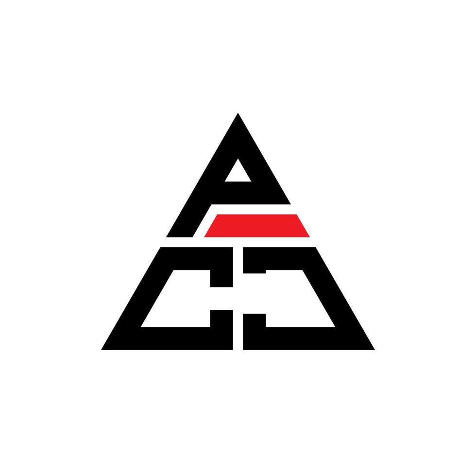 diseño de logotipo de letra de triángulo pcj con forma de triángulo. monograma de diseño del logotipo del triángulo pcj. plantilla de logotipo de vector de triángulo pcj con color rojo. logo triangular pcj logo simple, elegante y lujoso.