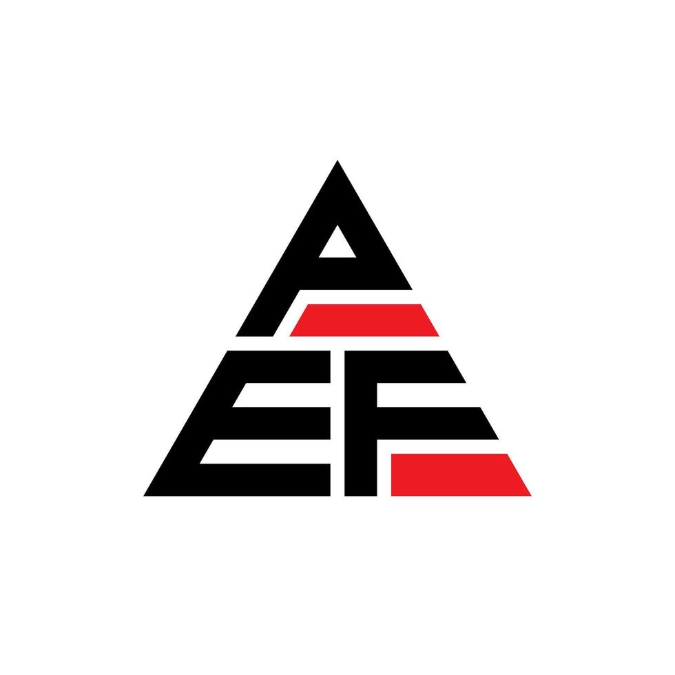 pef diseño de logotipo de letra triangular con forma de triángulo. monograma de diseño de logotipo de triángulo pef. plantilla de logotipo de vector de triángulo pef con color rojo. pef logo triangular logo simple, elegante y lujoso.