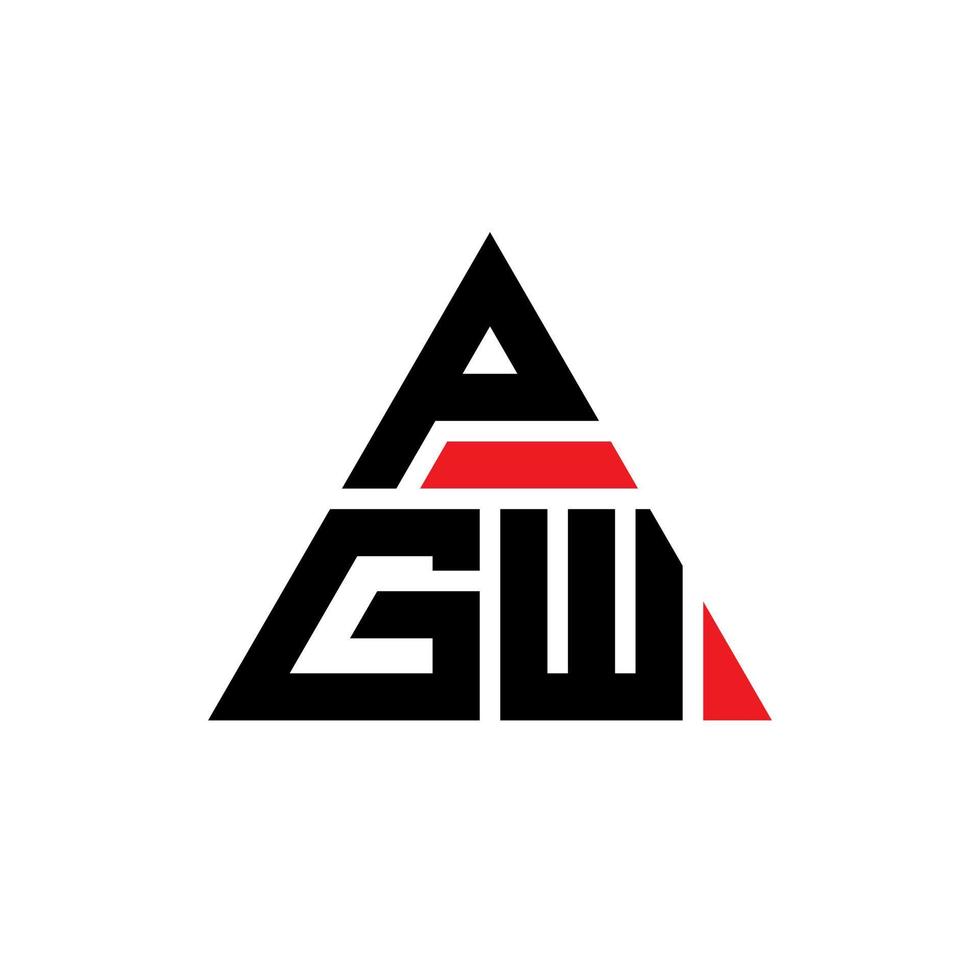 PGW triangle letter logo design with triangle shape. PGW triangle logo design monogram. PGW triangle vector logo template with red color. PGW triangular logo Simple, Elegant, and Luxurious Logo.