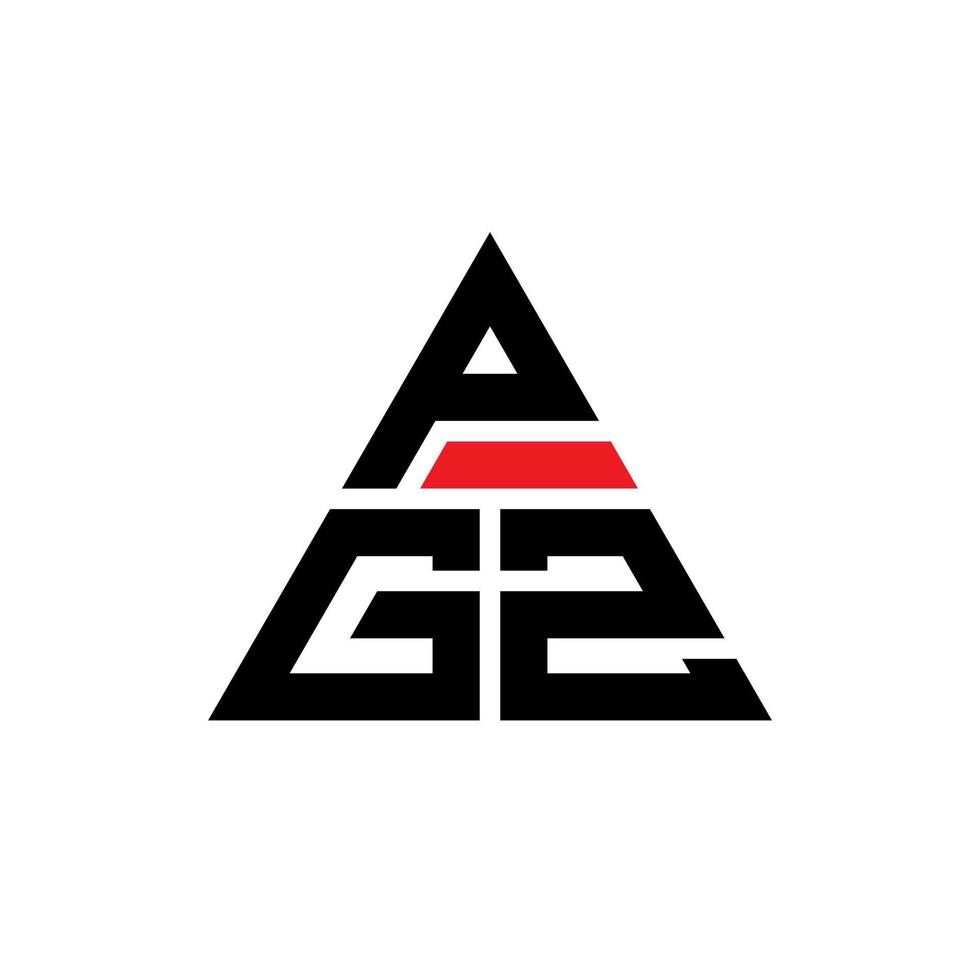 PGZ triangle letter logo design with triangle shape. PGZ triangle logo design monogram. PGZ triangle vector logo template with red color. PGZ triangular logo Simple, Elegant, and Luxurious Logo.