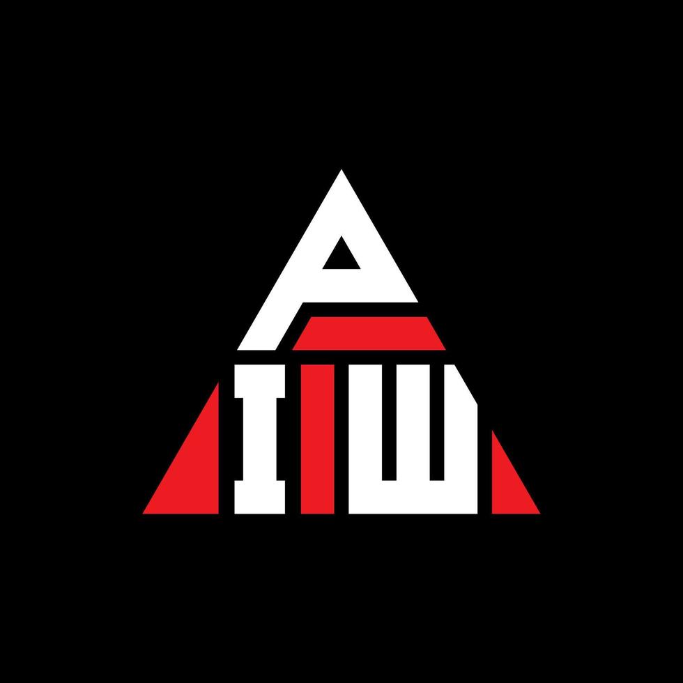 PIW triangle letter logo design with triangle shape. PIW triangle logo design monogram. PIW triangle vector logo template with red color. PIW triangular logo Simple, Elegant, and Luxurious Logo.