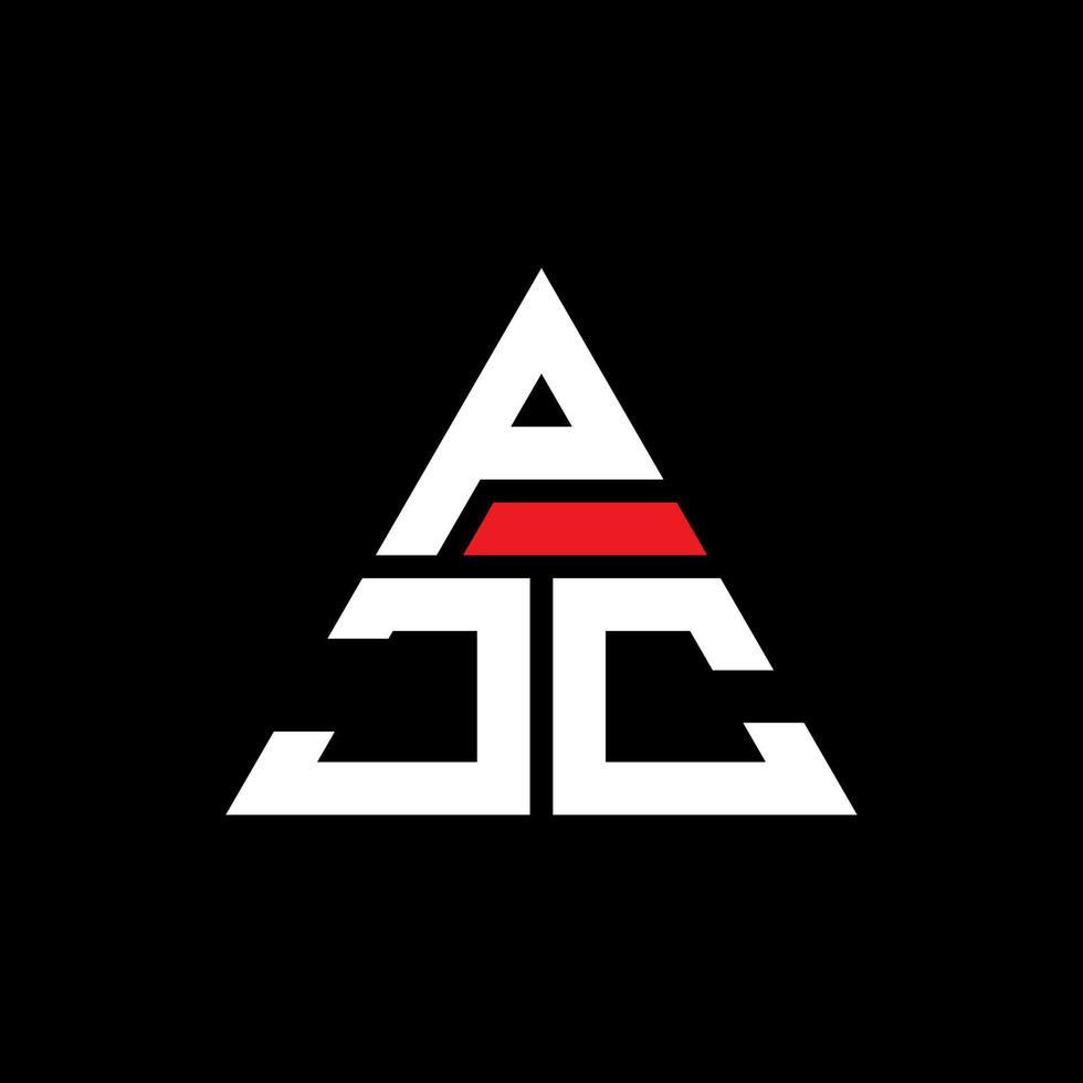 PJC triangle letter logo design with triangle shape. PJC triangle logo design monogram. PJC triangle vector logo template with red color. PJC triangular logo Simple, Elegant, and Luxurious Logo.