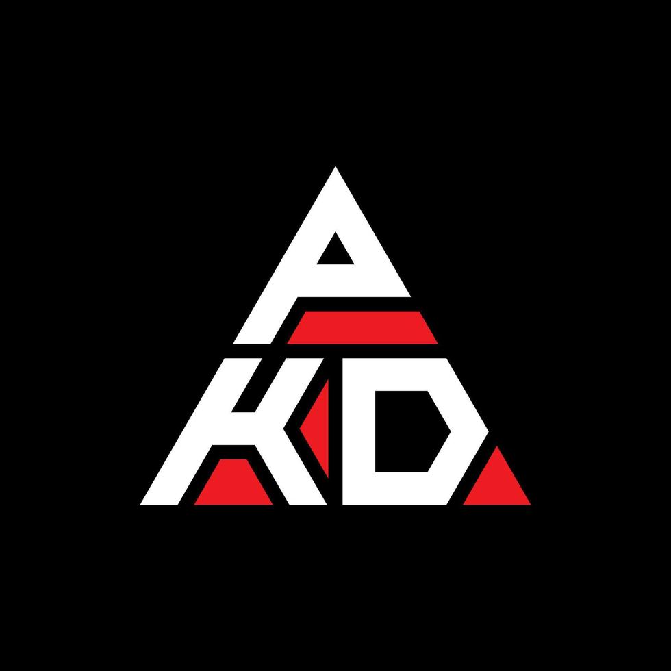 diseño de logotipo de letra de triángulo pkd con forma de triángulo. monograma de diseño de logotipo de triángulo pkd. plantilla de logotipo de vector de triángulo pkd con color rojo. logo triangular pkd logo simple, elegante y lujoso.