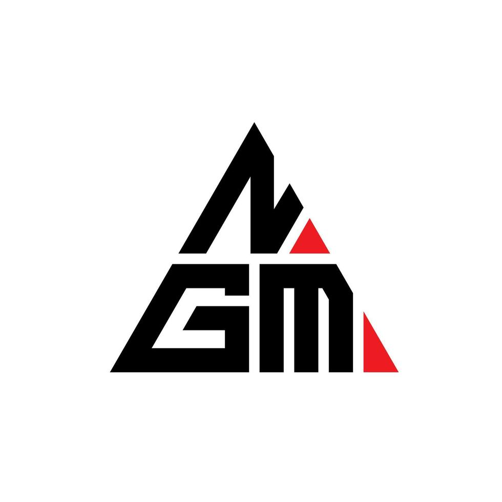 NGM triangle letter logo design with triangle shape. NGM triangle logo design monogram. NGM triangle vector logo template with red color. NGM triangular logo Simple, Elegant, and Luxurious Logo.