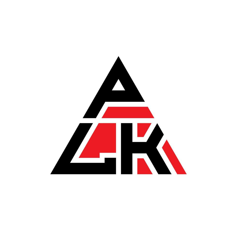 diseño de logotipo de letra triangular plk con forma de triángulo. monograma de diseño de logotipo de triángulo plk. plantilla de logotipo de vector de triángulo plk con color rojo. logotipo triangular plk logotipo simple, elegante y lujoso.