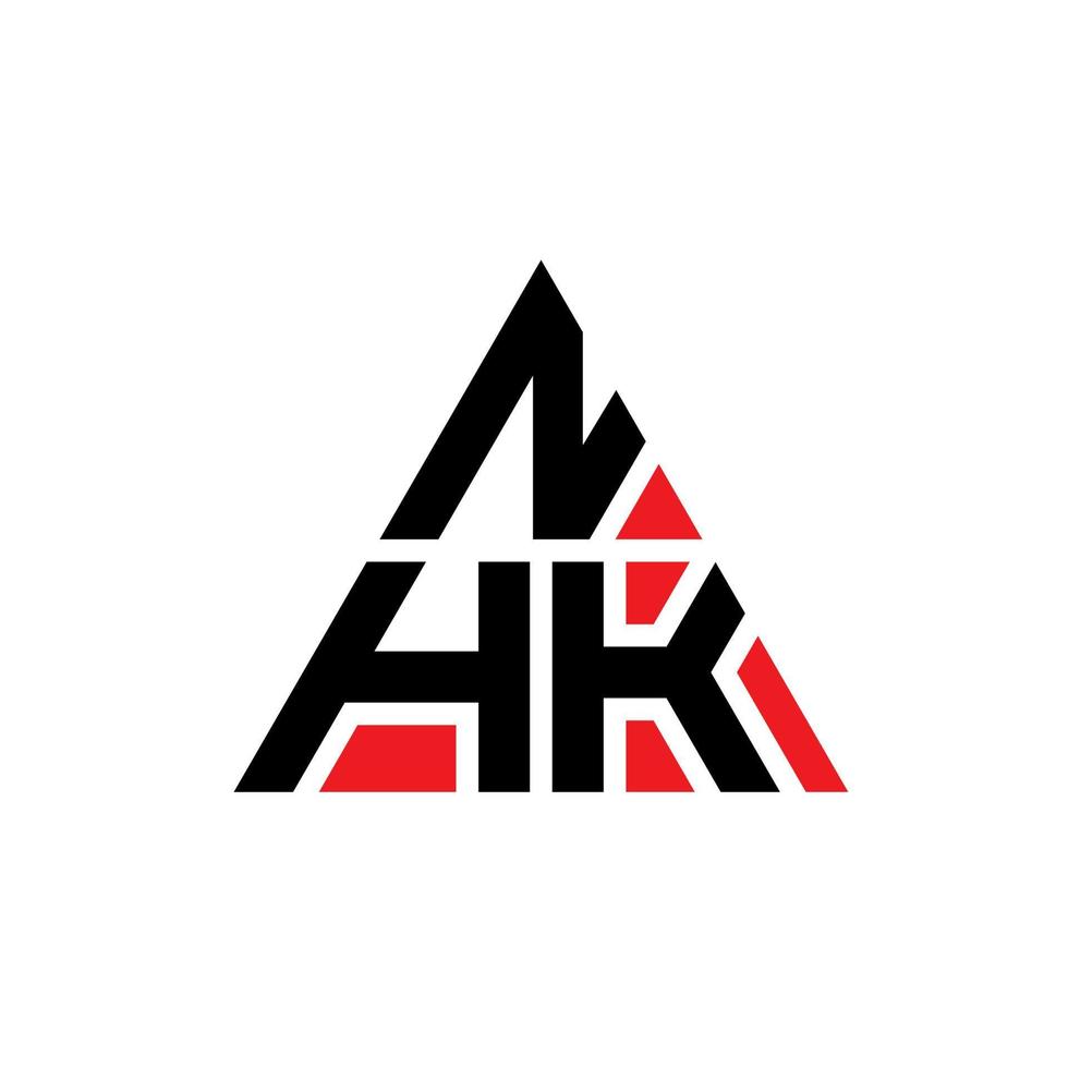 Diseño de logotipo de letra triangular nhk con forma de triángulo. monograma de diseño del logotipo del triángulo nhk. plantilla de logotipo de vector de triángulo nhk con color rojo. logotipo triangular nhk logotipo simple, elegante y lujoso.