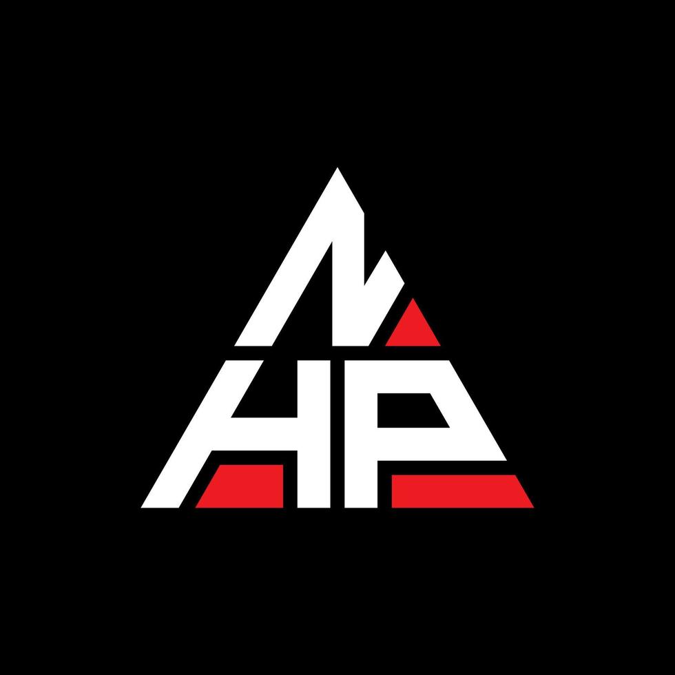 NHP triangle letter logo design with triangle shape. NHP triangle logo design monogram. NHP triangle vector logo template with red color. NHP triangular logo Simple, Elegant, and Luxurious Logo.