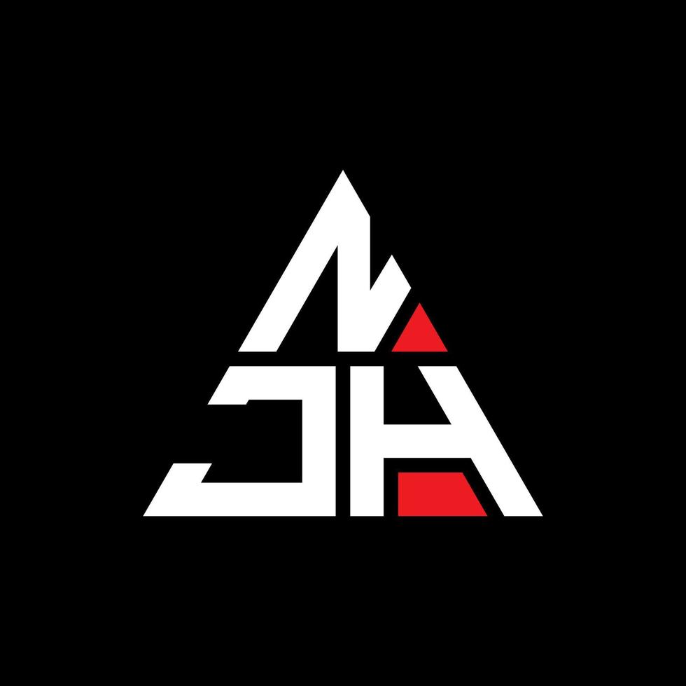 NJH triangle letter logo design with triangle shape. NJH triangle logo design monogram. NJH triangle vector logo template with red color. NJH triangular logo Simple, Elegant, and Luxurious Logo.