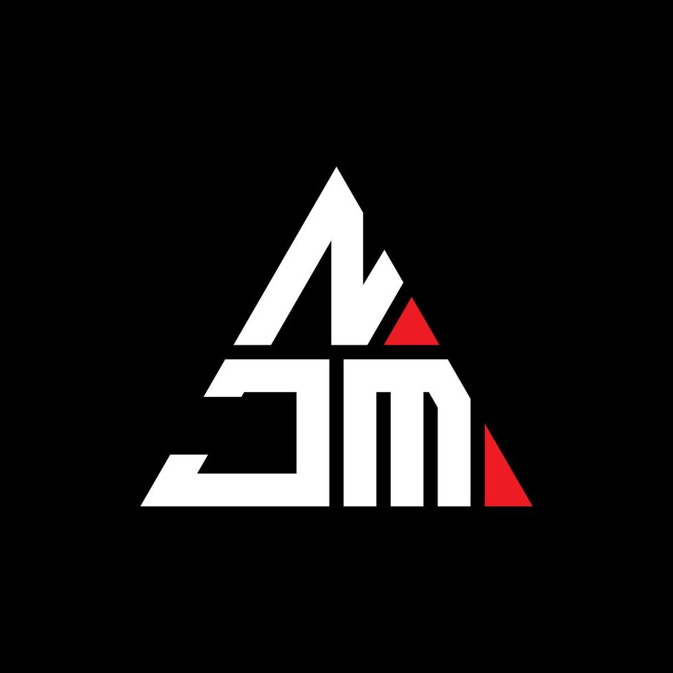 Diseño de logotipo de letra triangular njm con forma de triángulo. monograma de diseño de logotipo de triángulo njm. plantilla de logotipo de vector de triángulo njm con color rojo. logotipo triangular njm logotipo simple, elegante y lujoso.