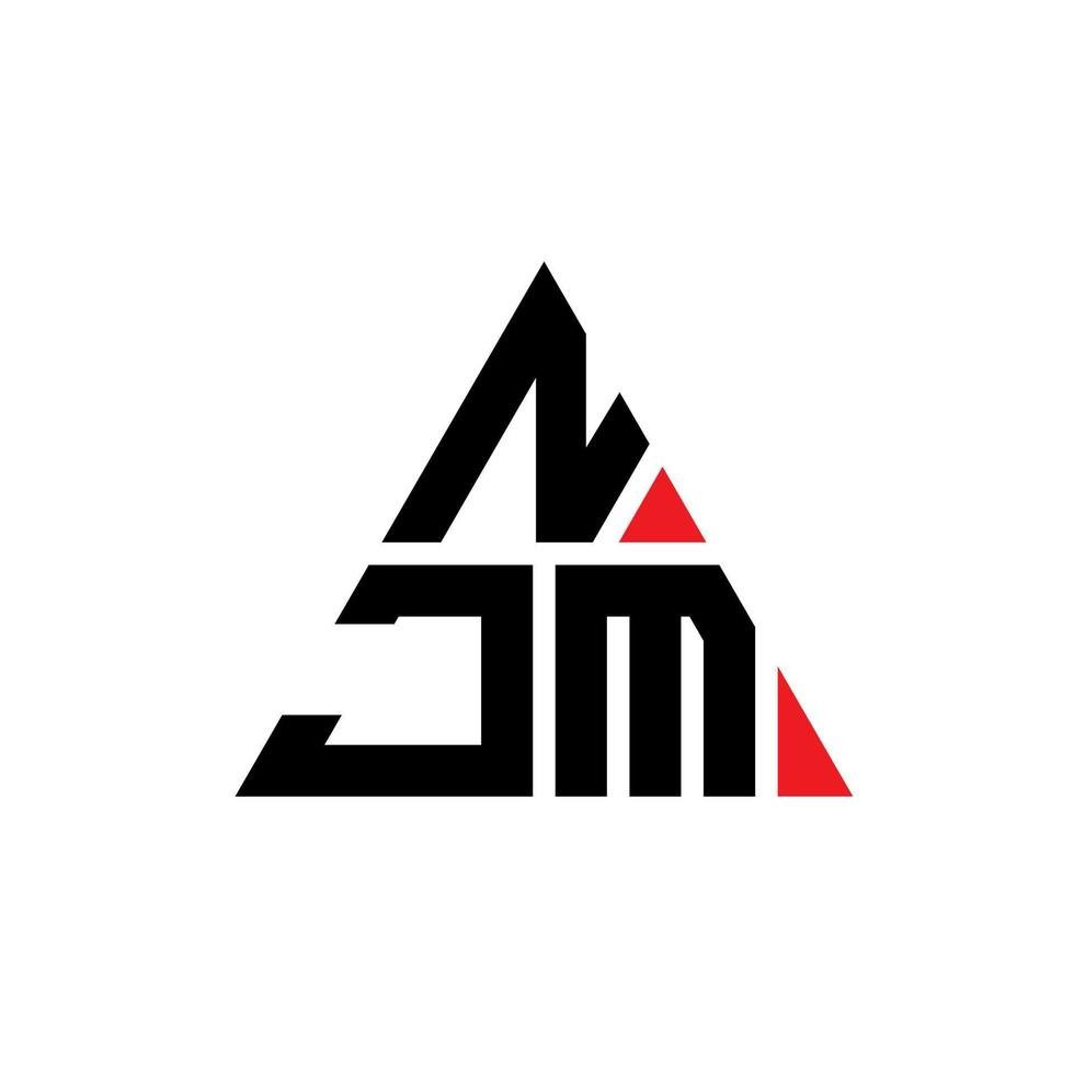 Diseño de logotipo de letra triangular njm con forma de triángulo. monograma de diseño de logotipo de triángulo njm. plantilla de logotipo de vector de triángulo njm con color rojo. logotipo triangular njm logotipo simple, elegante y lujoso.