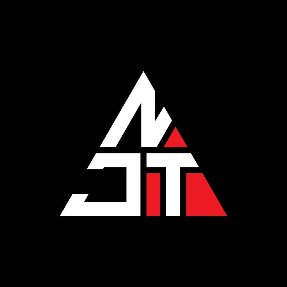 NJT triangle letter logo design with triangle shape. NJT triangle logo design monogram. NJT triangle vector logo template with red color. NJT triangular logo Simple, Elegant, and Luxurious Logo.