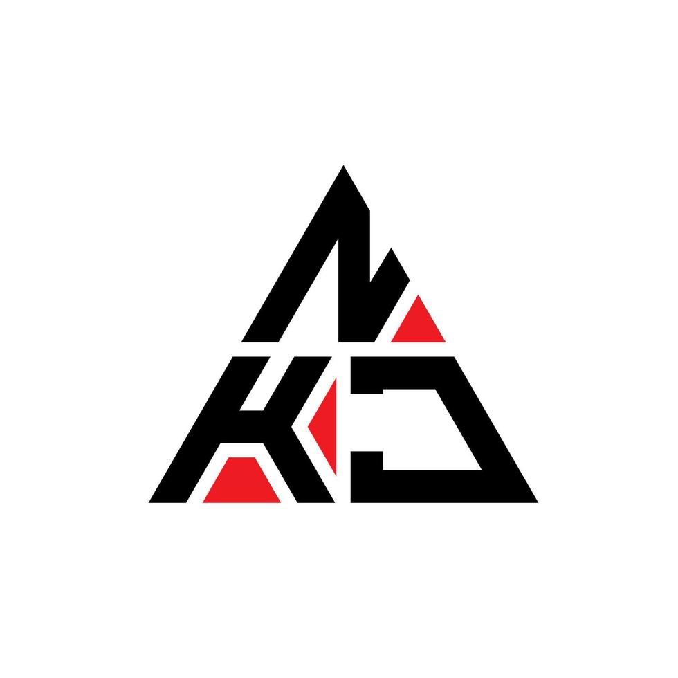 Diseño de logotipo de letra triangular nkj con forma de triángulo. monograma de diseño del logotipo del triángulo nkj. plantilla de logotipo de vector de triángulo nkj con color rojo. logotipo triangular nkj logotipo simple, elegante y lujoso.