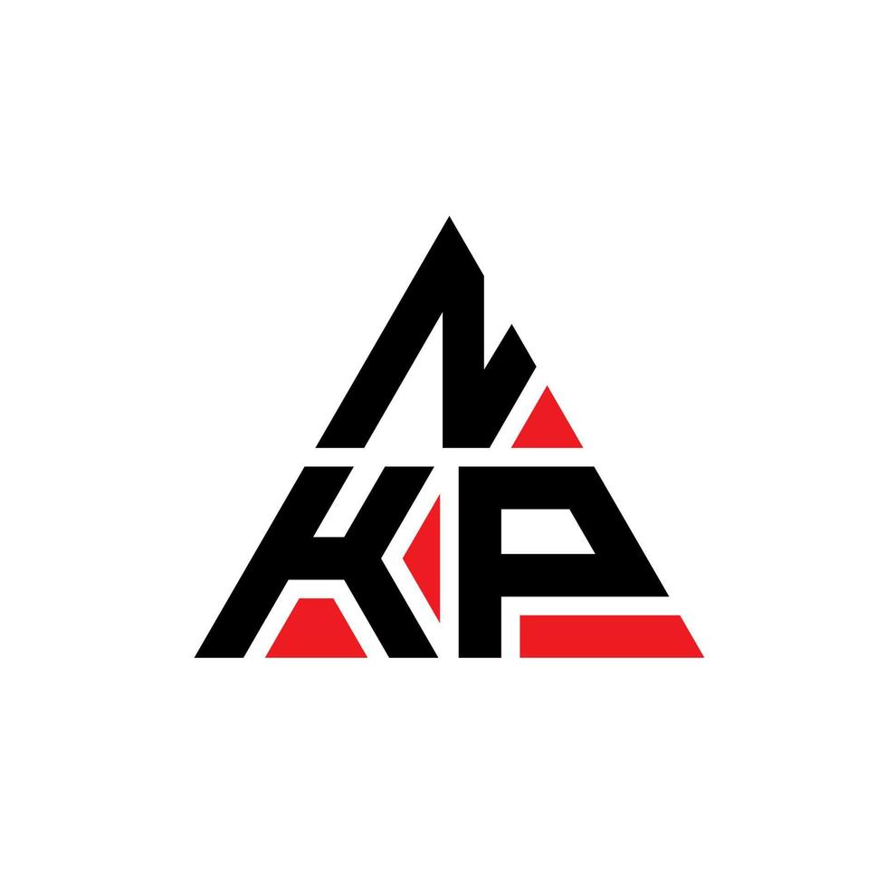 NKP triangle letter logo design with triangle shape. NKP triangle logo design monogram. NKP triangle vector logo template with red color. NKP triangular logo Simple, Elegant, and Luxurious Logo.