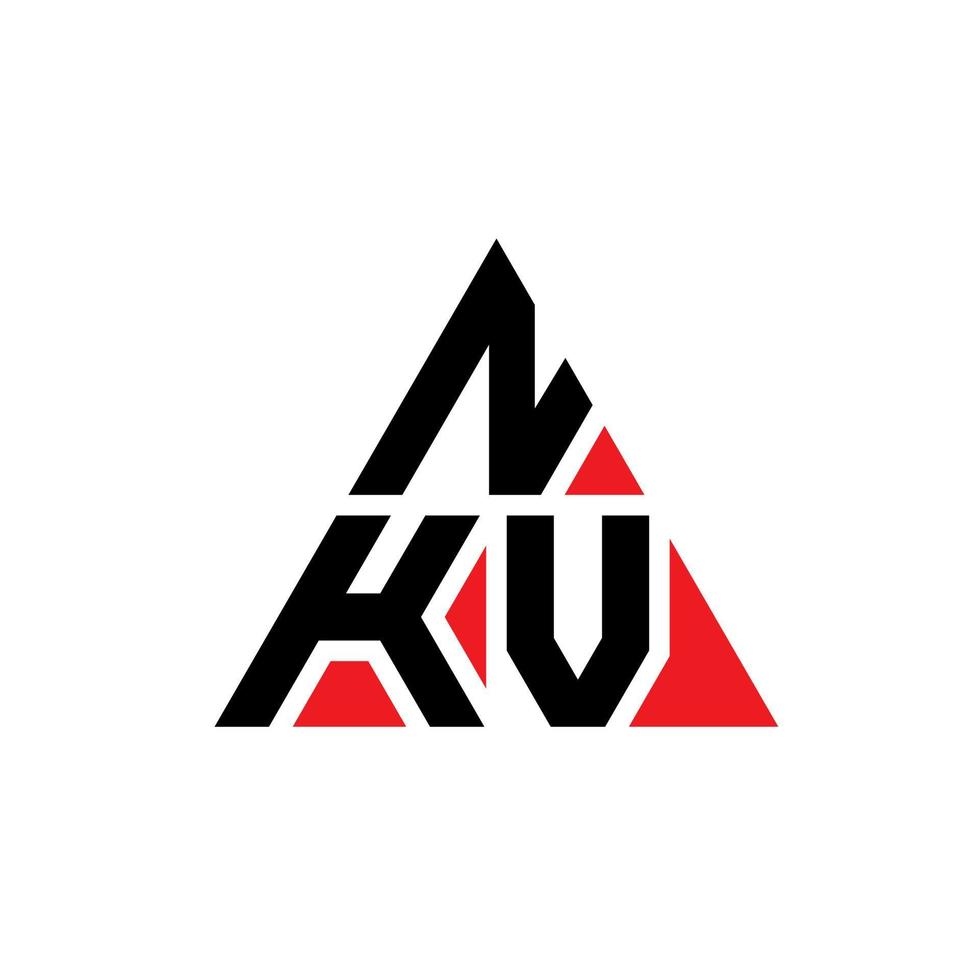 Diseño de logotipo de letra triangular nkv con forma de triángulo. monograma de diseño del logotipo del triángulo nkv. plantilla de logotipo de vector de triángulo nkv con color rojo. logotipo triangular nkv logotipo simple, elegante y lujoso.