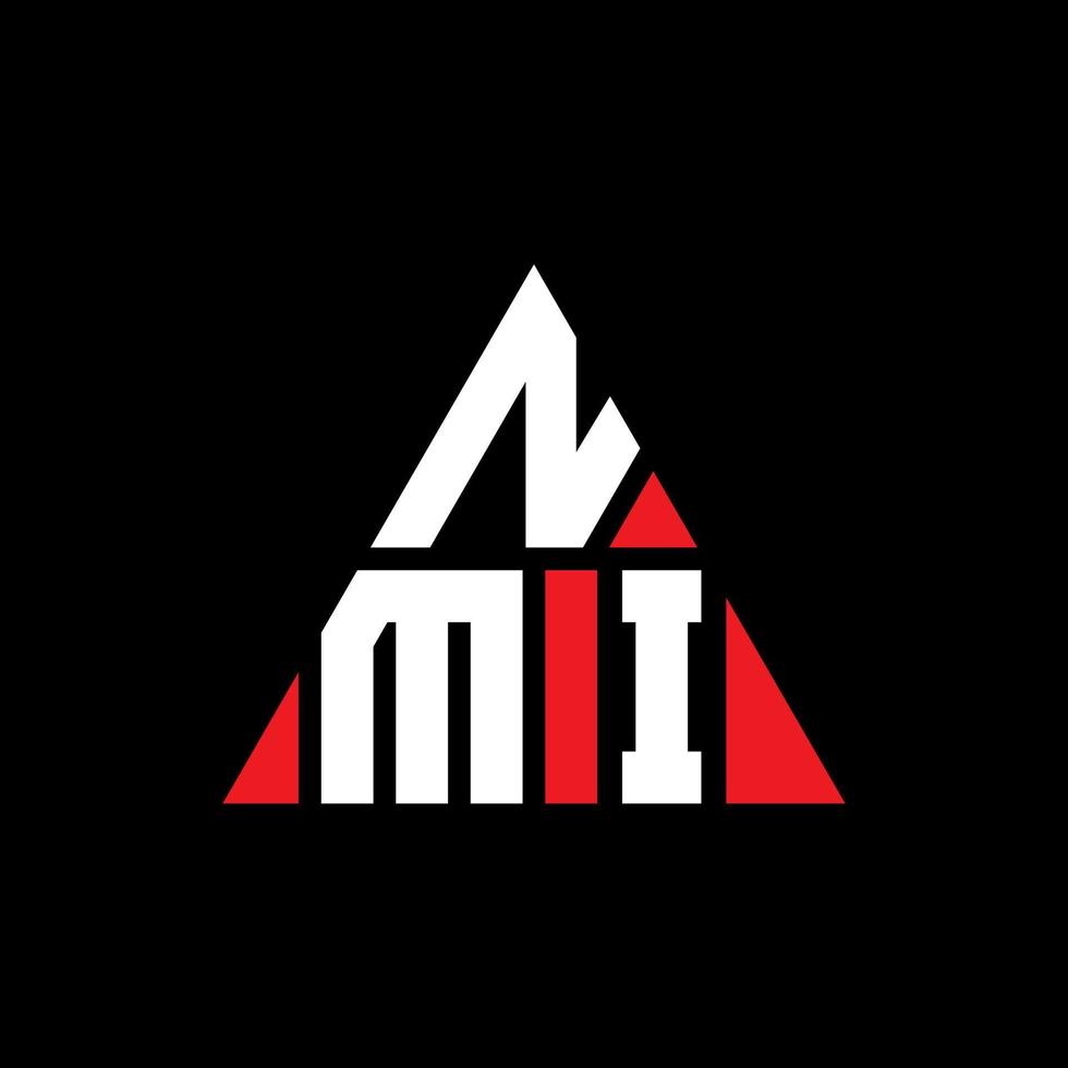 diseño de logotipo de letra triangular nmi con forma de triángulo. monograma de diseño de logotipo de triángulo nmi. plantilla de logotipo de vector de triángulo nmi con color rojo. logotipo triangular nmi logotipo simple, elegante y lujoso.