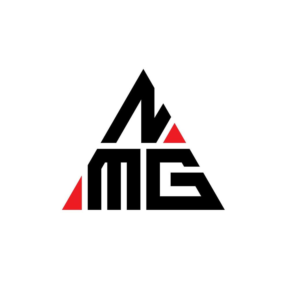 NMG triangle letter logo design with triangle shape. NMG triangle logo design monogram. NMG triangle vector logo template with red color. NMG triangular logo Simple, Elegant, and Luxurious Logo.