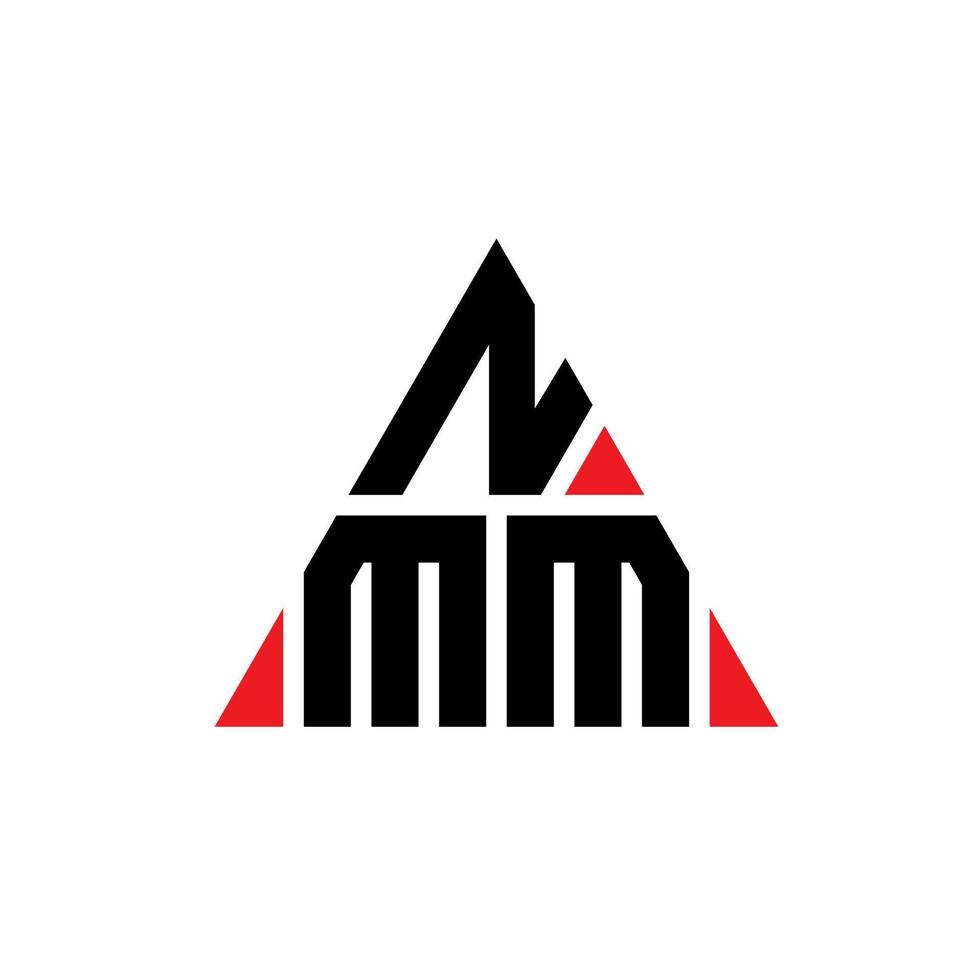 diseño de logotipo de letra triangular nmm con forma de triángulo. monograma de diseño de logotipo de triángulo nmm. plantilla de logotipo de vector de triángulo nmm con color rojo. logotipo triangular de nmm logotipo simple, elegante y lujoso.