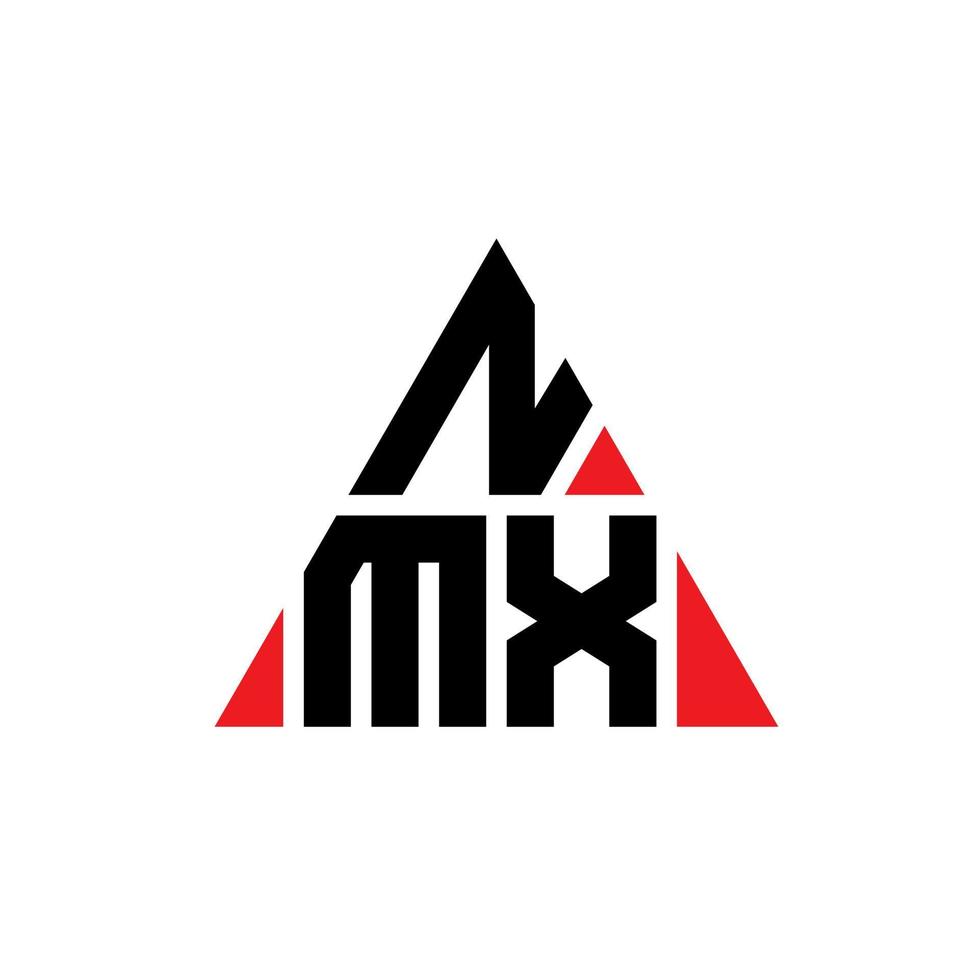 Diseño de logotipo de letra triangular nmx con forma de triángulo. monograma de diseño de logotipo de triángulo nmx. plantilla de logotipo de vector de triángulo nmx con color rojo. logotipo triangular nmx logotipo simple, elegante y lujoso.