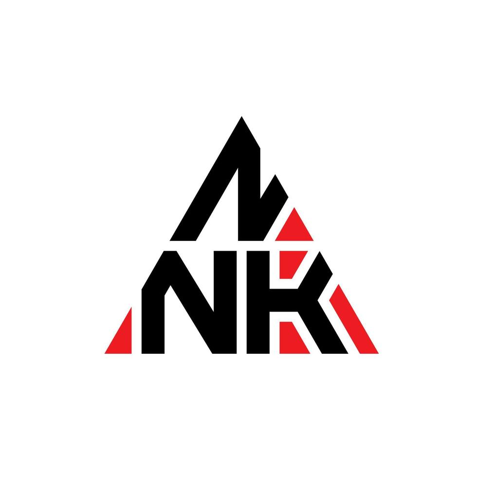 NNK triangle letter logo design with triangle shape. NNK triangle logo design monogram. NNK triangle vector logo template with red color. NNK triangular logo Simple, Elegant, and Luxurious Logo.