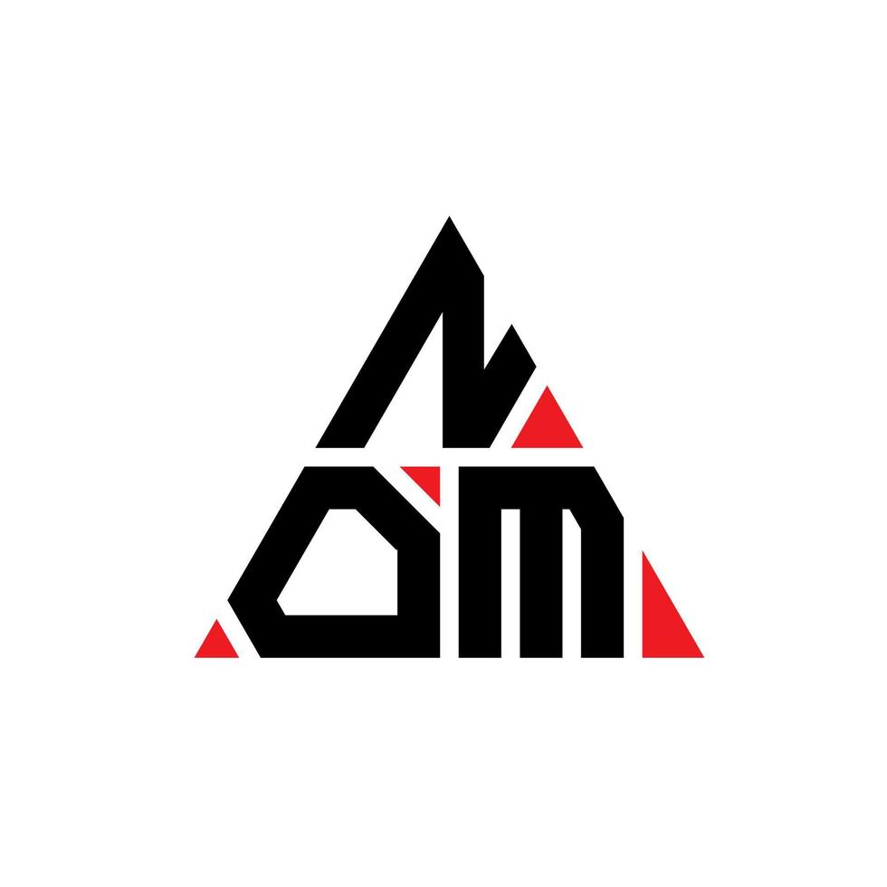 diseño de logotipo de letra triangular nom con forma de triángulo. monograma de diseño de logotipo de triángulo nom. plantilla de logotipo de vector de triángulo nom con color rojo. nom logotipo triangular logotipo simple, elegante y lujoso.