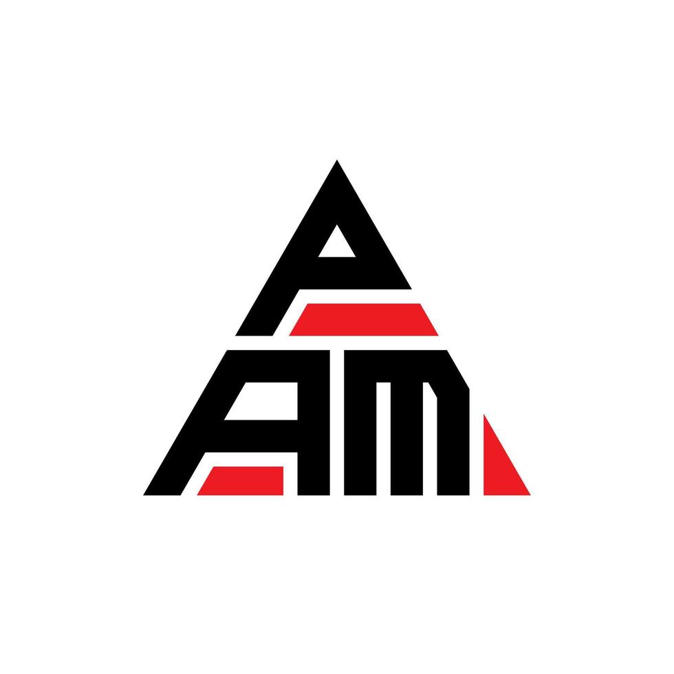 diseño de logotipo de letra pam triángulo con forma de triángulo. monograma de diseño del logotipo del triángulo pam. plantilla de logotipo de vector de triángulo pam con color rojo. logo triangular pam logo simple, elegante y lujoso.