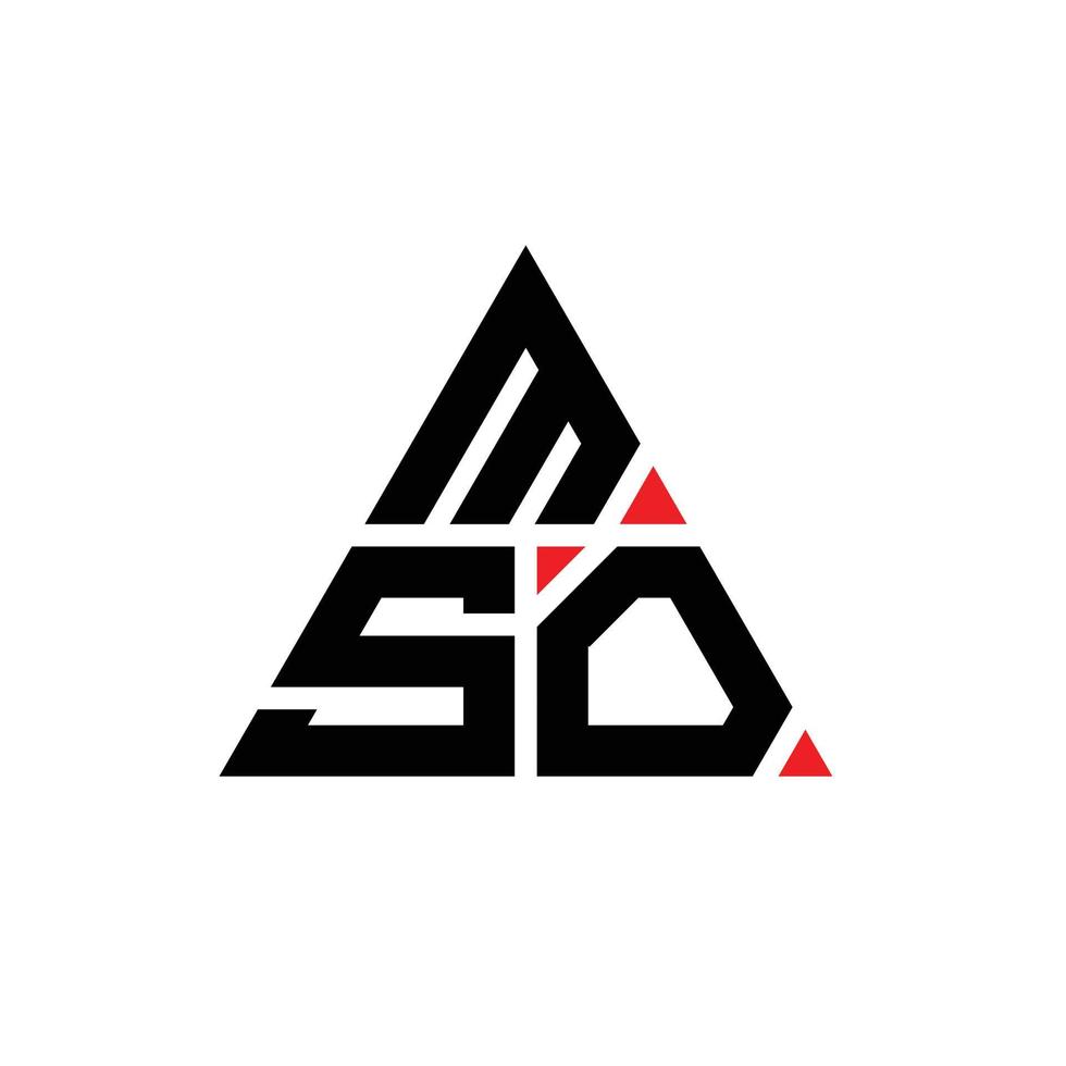 MSO triangle letter logo design with triangle shape. MSO triangle logo design monogram. MSO triangle vector logo template with red color. MSO triangular logo Simple, Elegant, and Luxurious Logo.