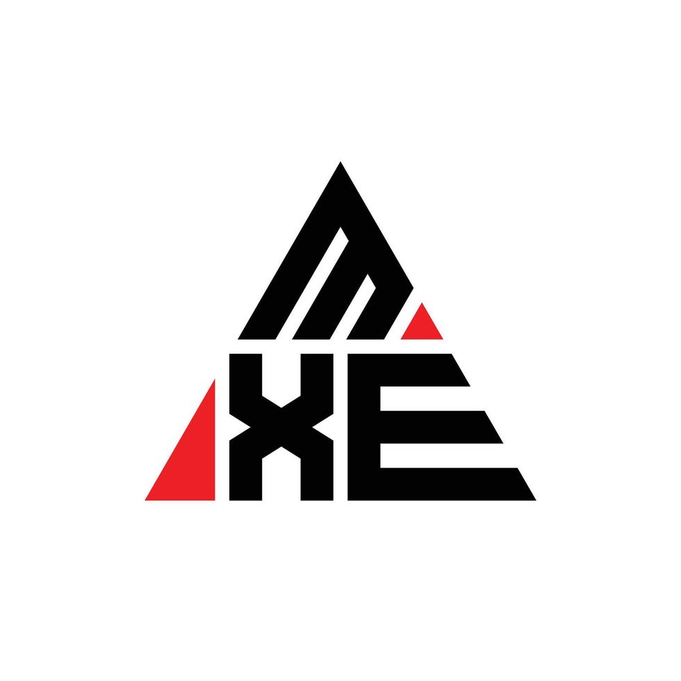 diseño de logotipo de letra triangular mxe con forma de triángulo. monograma de diseño de logotipo de triángulo mxe. plantilla de logotipo de vector de triángulo mxe con color rojo. logotipo triangular mxe logotipo simple, elegante y lujoso.