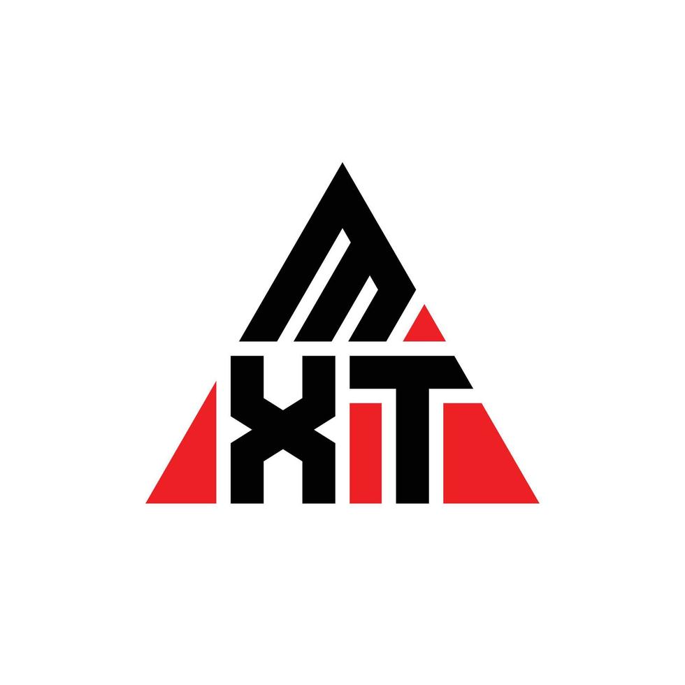 diseño de logotipo de letra triangular mxt con forma de triángulo. monograma de diseño de logotipo de triángulo mxt. plantilla de logotipo de vector de triángulo mxt con color rojo. logotipo triangular mxt logotipo simple, elegante y lujoso.