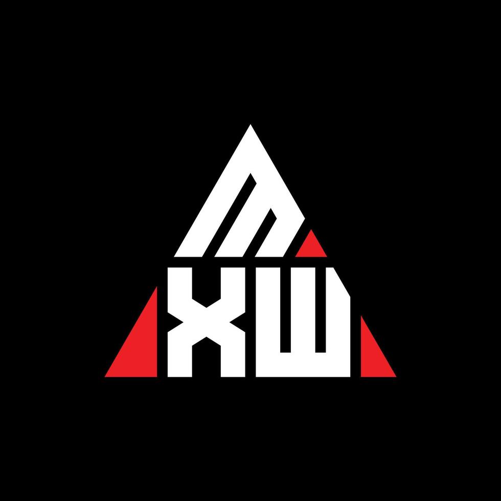 diseño de logotipo de letra triangular mxw con forma de triángulo. monograma de diseño de logotipo de triángulo mxw. plantilla de logotipo de vector de triángulo mxw con color rojo. logotipo triangular mxw logotipo simple, elegante y lujoso.