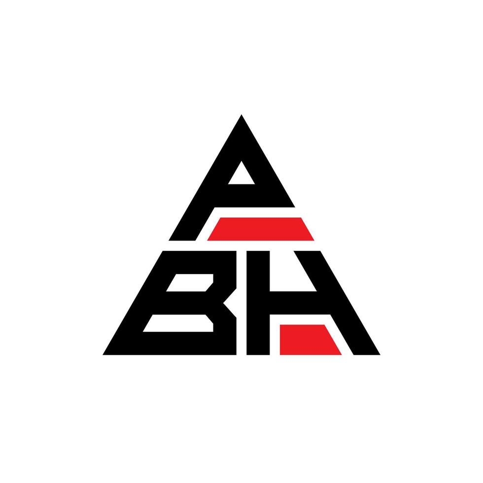 PBH triangle letter logo design with triangle shape. PBH triangle logo design monogram. PBH triangle vector logo template with red color. PBH triangular logo Simple, Elegant, and Luxurious Logo.