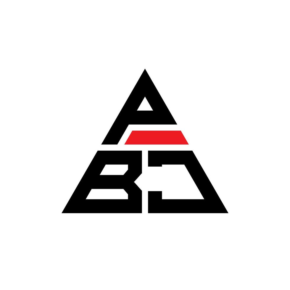 diseño de logotipo de letra triangular pbj con forma de triángulo. monograma de diseño de logotipo de triángulo pbj. plantilla de logotipo de vector de triángulo pbj con color rojo. logo triangular pbj logo simple, elegante y lujoso.