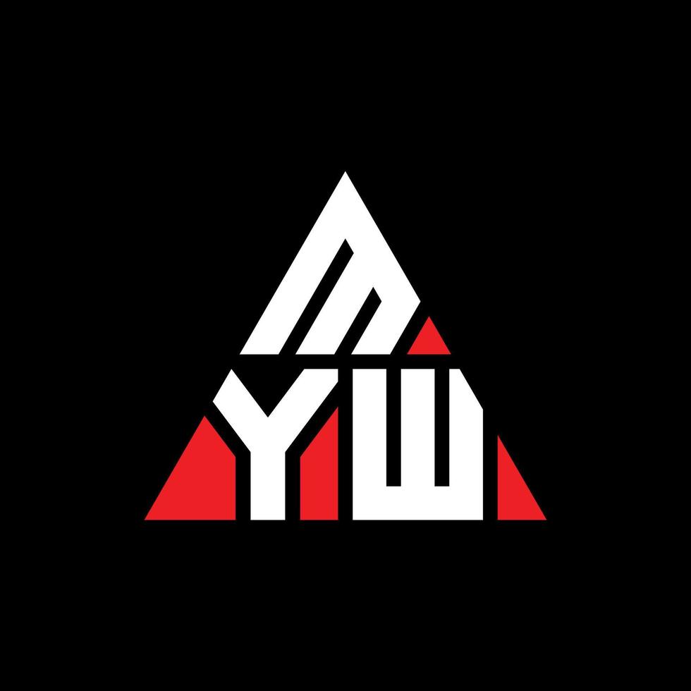 MYW triangle letter logo design with triangle shape. MYW triangle logo design monogram. MYW triangle vector logo template with red color. MYW triangular logo Simple, Elegant, and Luxurious Logo.