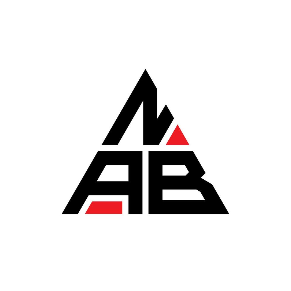 nab diseño de logotipo de letra triangular con forma de triángulo. monograma de diseño de logotipo de triángulo nab. nab plantilla de logotipo de vector de triángulo con color rojo. nab logo triangular logo simple, elegante y lujoso.