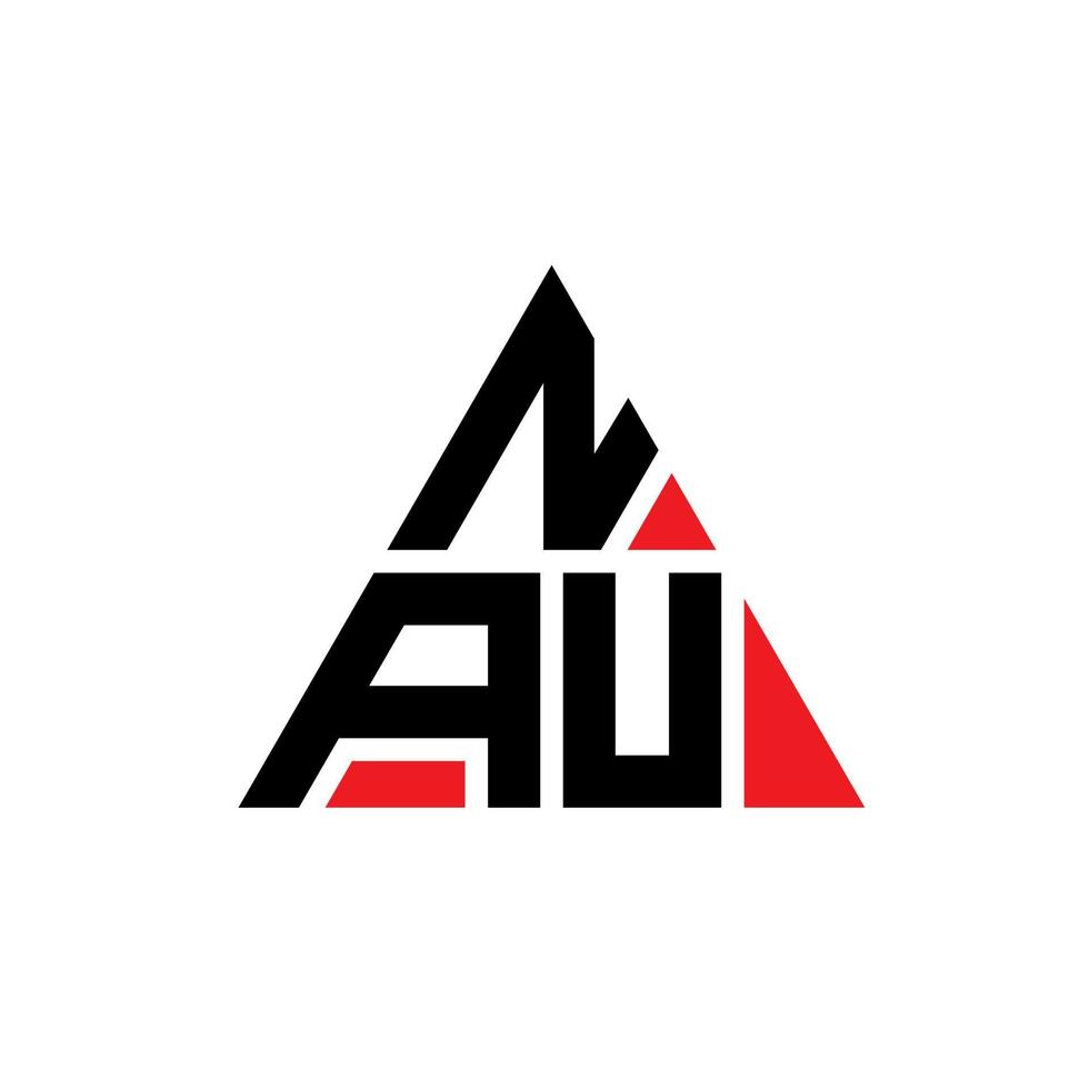 NAU triangle letter logo design with triangle shape. NAU triangle logo design monogram. NAU triangle vector logo template with red color. NAU triangular logo Simple, Elegant, and Luxurious Logo.