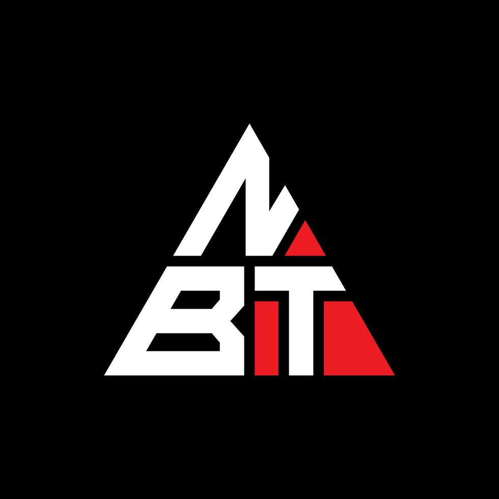 NBT triangle letter logo design with triangle shape. NBT triangle logo design monogram. NBT triangle vector logo template with red color. NBT triangular logo Simple, Elegant, and Luxurious Logo.