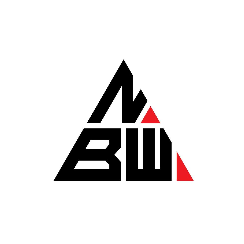 NBW triangle letter logo design with triangle shape. NBW triangle logo design monogram. NBW triangle vector logo template with red color. NBW triangular logo Simple, Elegant, and Luxurious Logo.