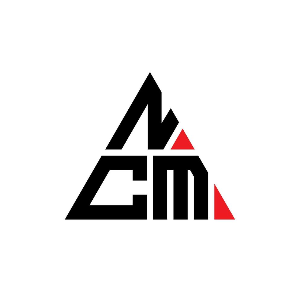 Diseño de logotipo de letra triangular ncm con forma de triángulo. monograma de diseño de logotipo de triángulo ncm. plantilla de logotipo de vector de triángulo ncm con color rojo. logotipo triangular ncm logotipo simple, elegante y lujoso.