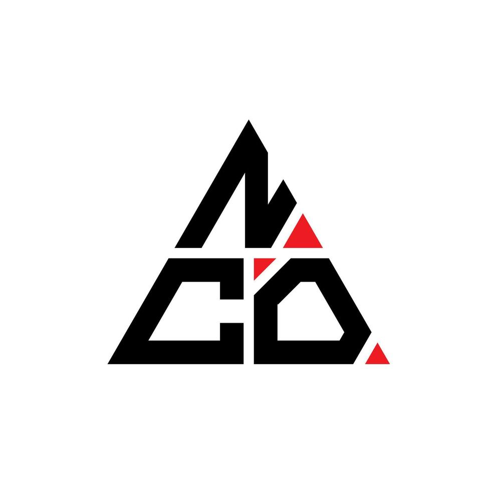 diseño de logotipo de letra triangular nco con forma de triángulo. monograma de diseño de logotipo de triángulo nco. plantilla de logotipo de vector de triángulo nco con color rojo. logotipo triangular nco logotipo simple, elegante y lujoso.