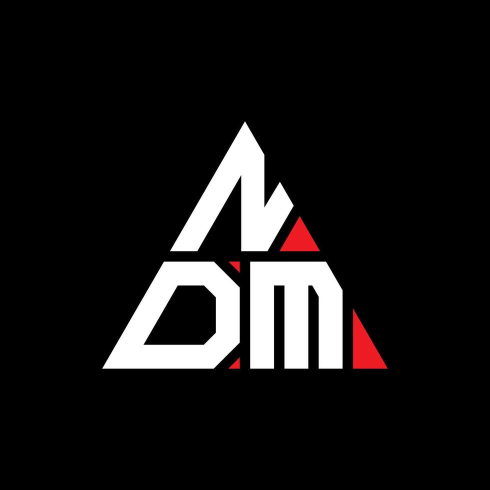 diseño de logotipo de letra triangular ndm con forma de triángulo. monograma de diseño de logotipo de triángulo ndm. plantilla de logotipo de vector de triángulo ndm con color rojo. logo triangular ndm logo simple, elegante y lujoso.