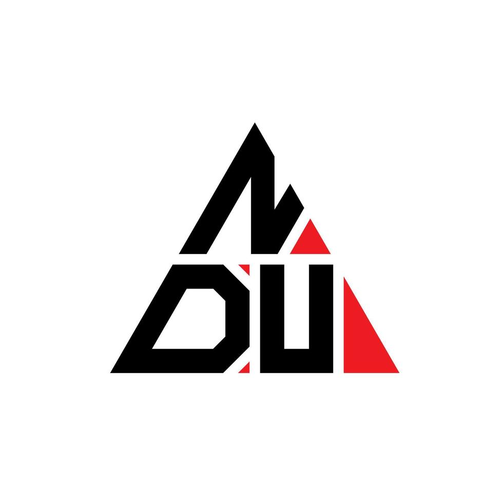 NDU triangle letter logo design with triangle shape. NDU triangle logo design monogram. NDU triangle vector logo template with red color. NDU triangular logo Simple, Elegant, and Luxurious Logo.