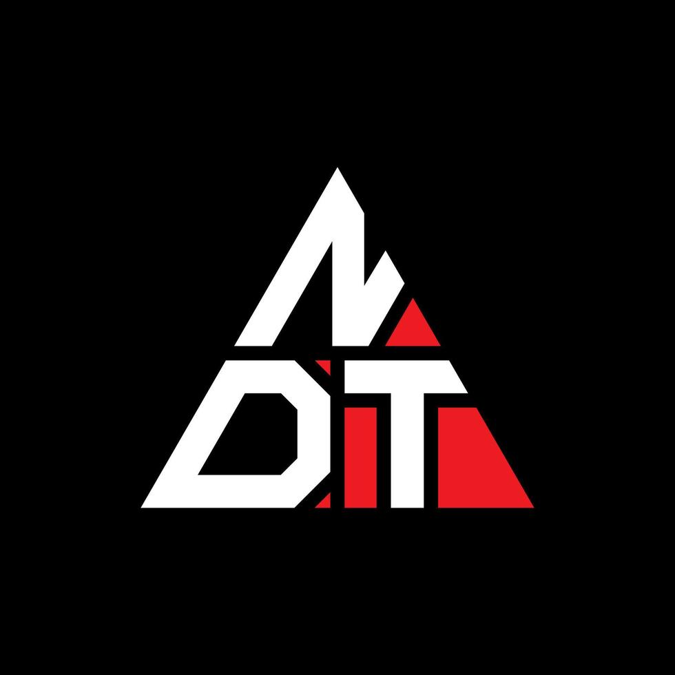NDT triangle letter logo design with triangle shape. NDT triangle logo design monogram. NDT triangle vector logo template with red color. NDT triangular logo Simple, Elegant, and Luxurious Logo.