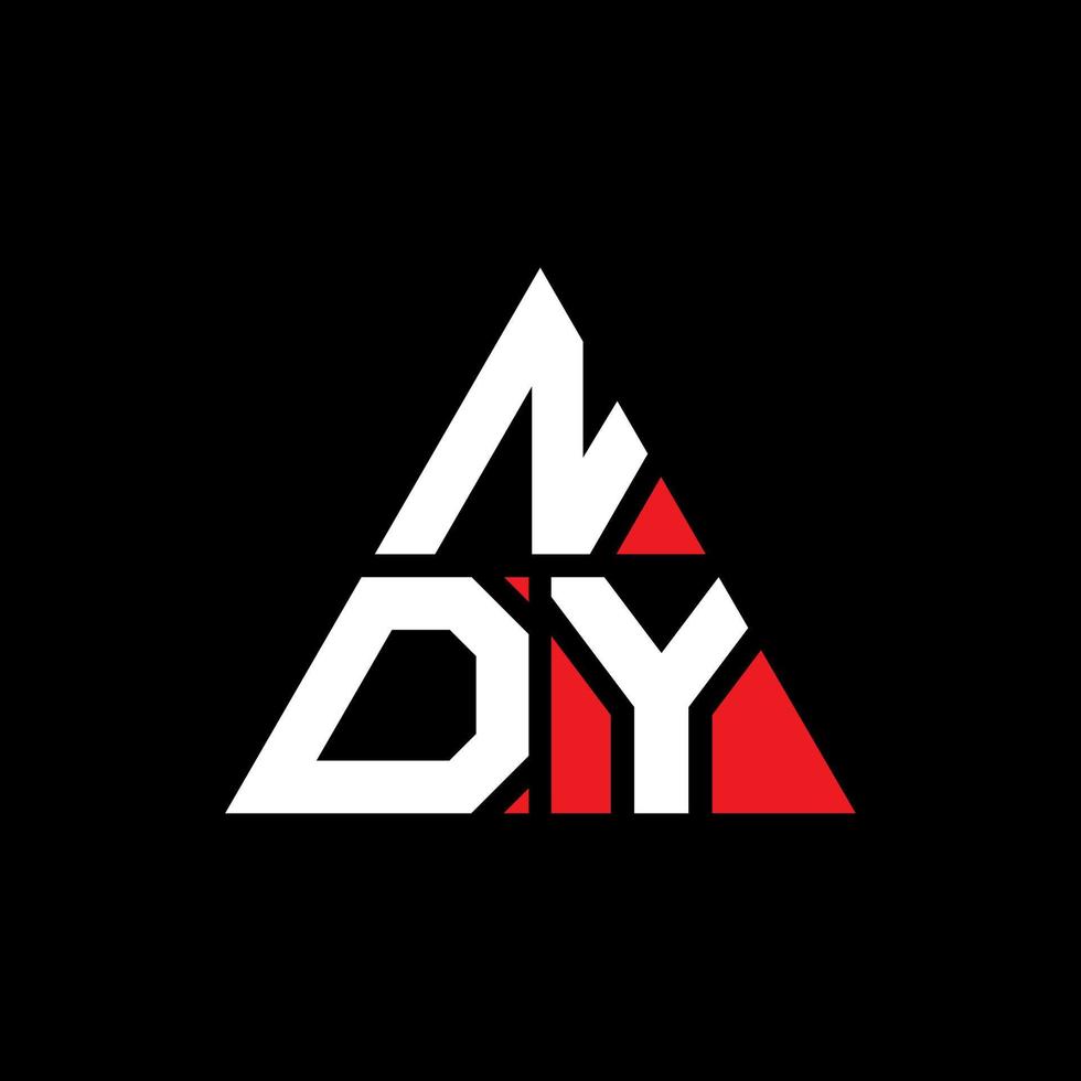 NDY triangle letter logo design with triangle shape. NDY triangle logo design monogram. NDY triangle vector logo template with red color. NDY triangular logo Simple, Elegant, and Luxurious Logo.