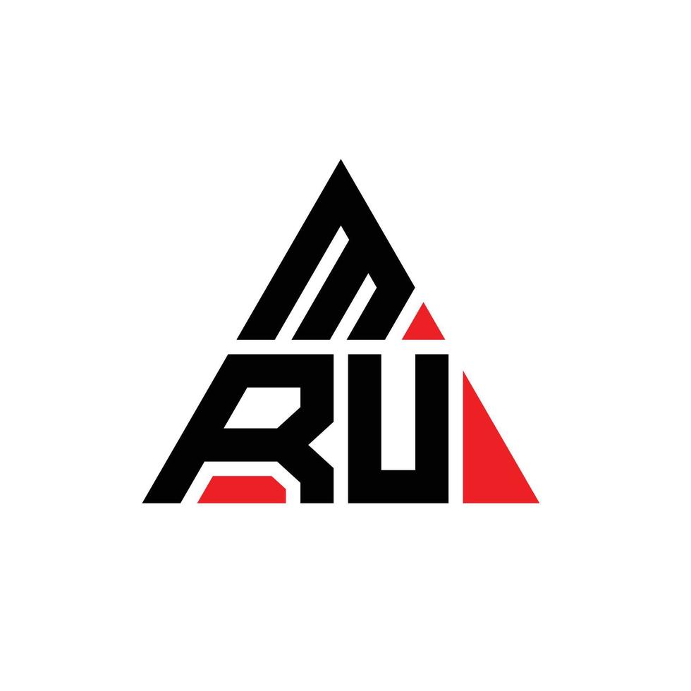 MRU triangle letter logo design with triangle shape. MRU triangle logo design monogram. MRU triangle vector logo template with red color. MRU triangular logo Simple, Elegant, and Luxurious Logo.