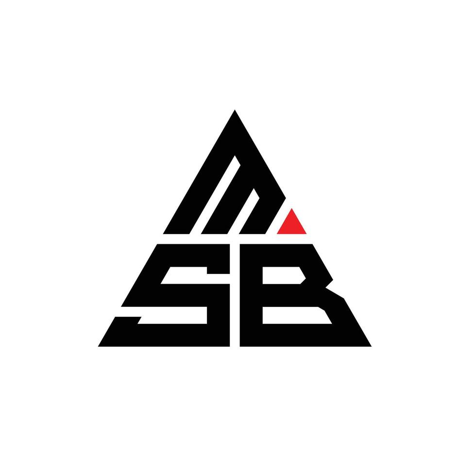MSB triangle letter logo design with triangle shape. MSB triangle logo design monogram. MSB triangle vector logo template with red color. MSB triangular logo Simple, Elegant, and Luxurious Logo.